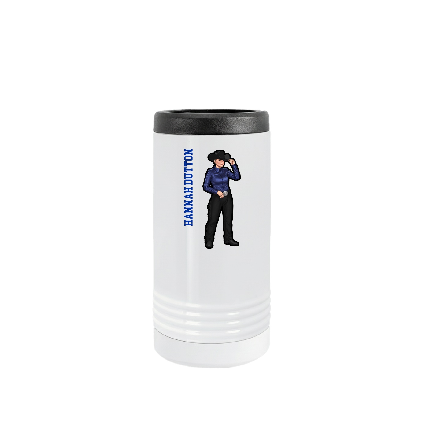 Slim Beverage Holder — Name Vertical in White