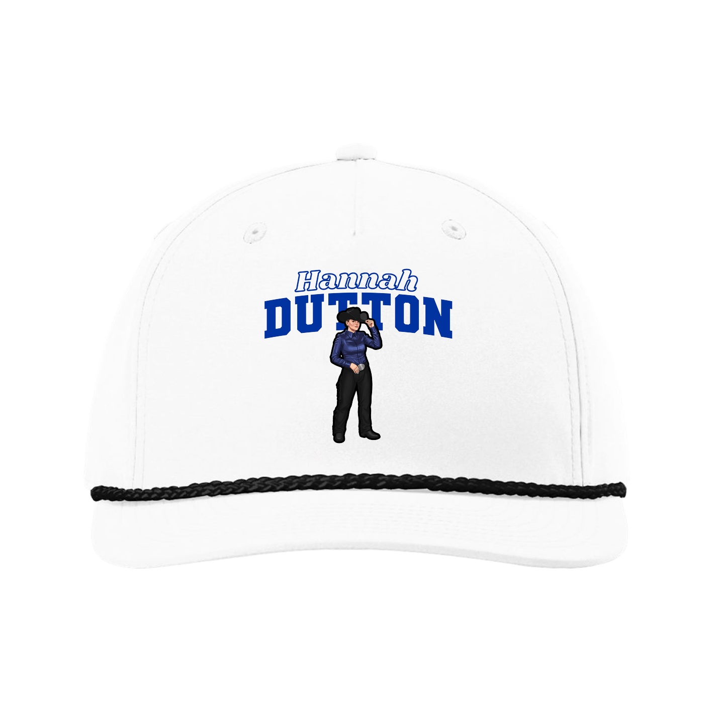 Five-Panel Classic Rope Cap — Name Arch in White