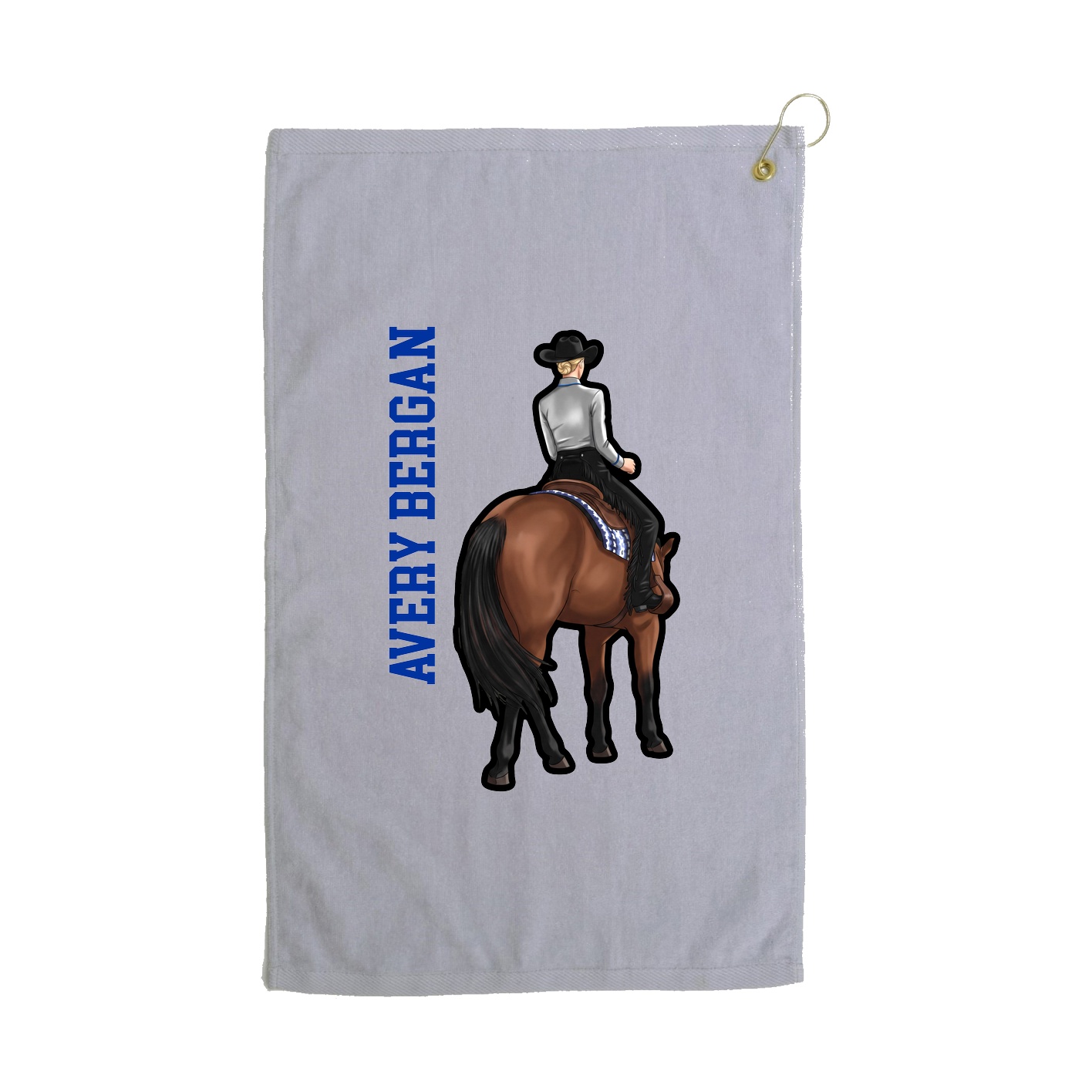 Golf Towel — Name Vertical in Grey