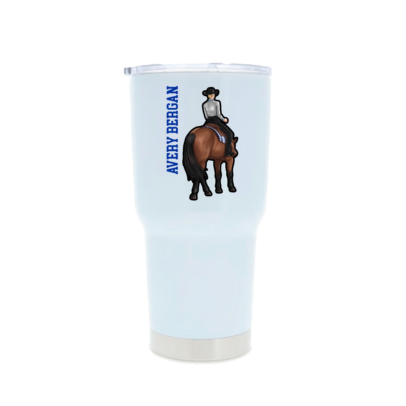 30oz Stainless Steel Tumbler — Name Vertical in White
