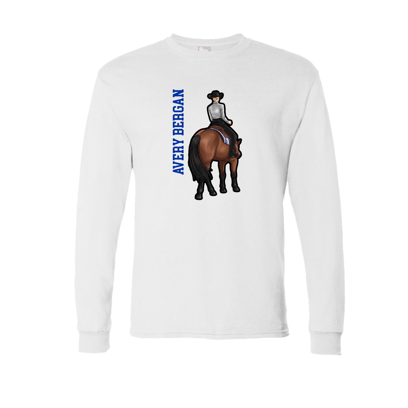 Long Sleeve Tee — Name Vertical in White