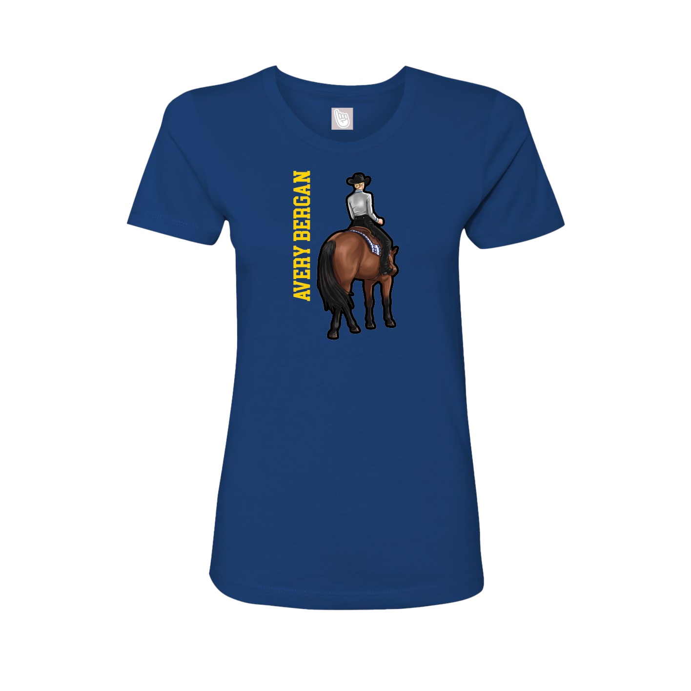 Fitted Women's Tee — Name Vertical in Royal