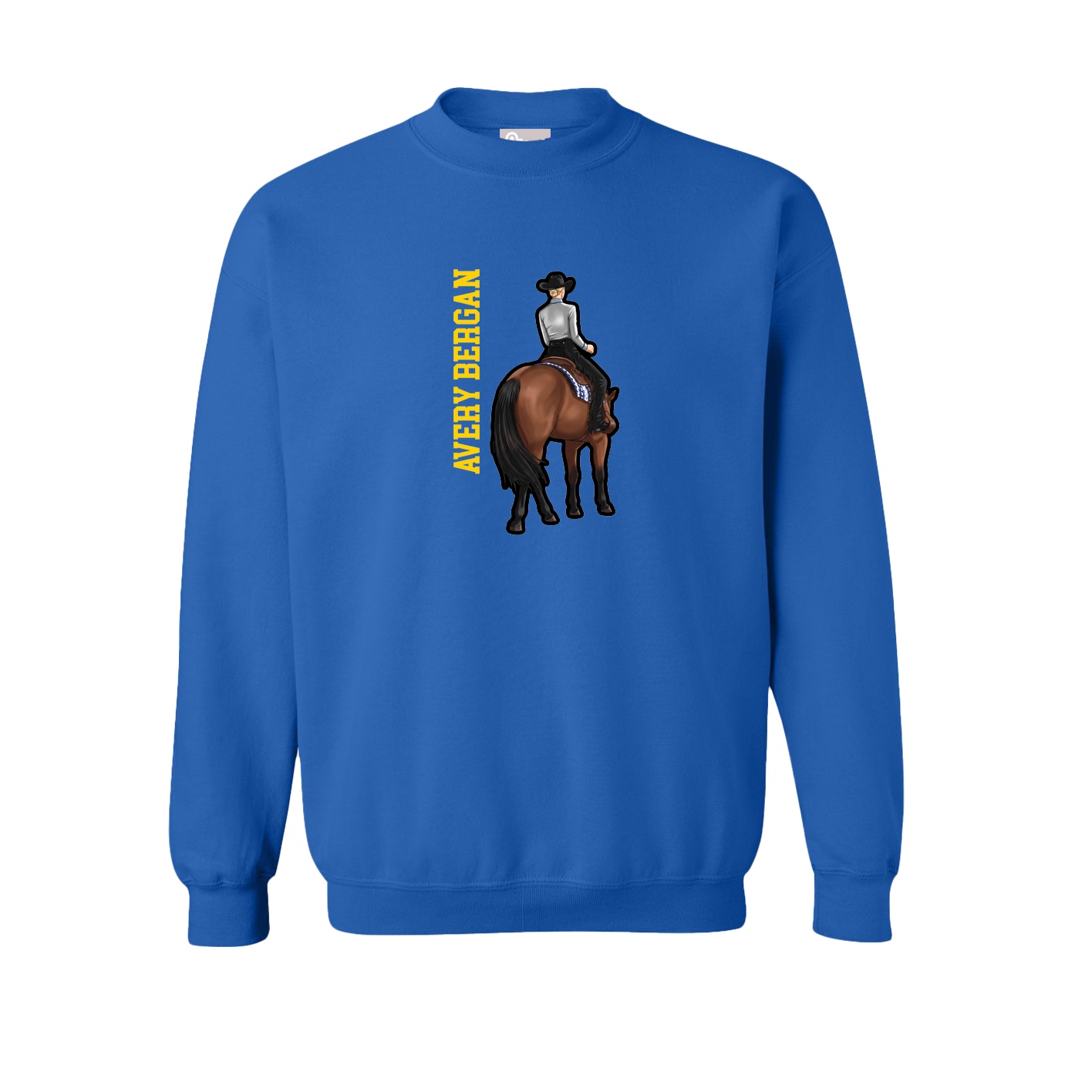 Fleece Crew — Name Vertical in Royal