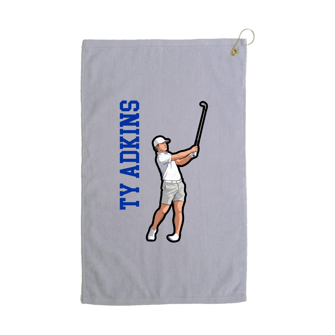 Golf Towel — Name Vertical in Grey