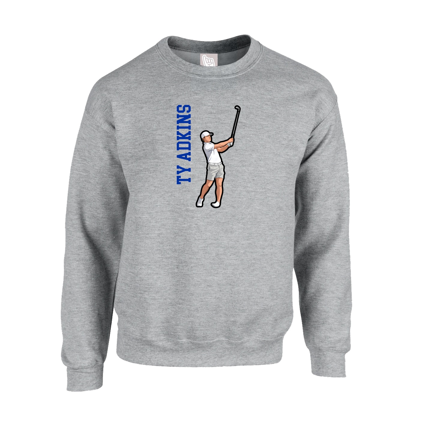 Fleece Crew — Name Vertical in Grey