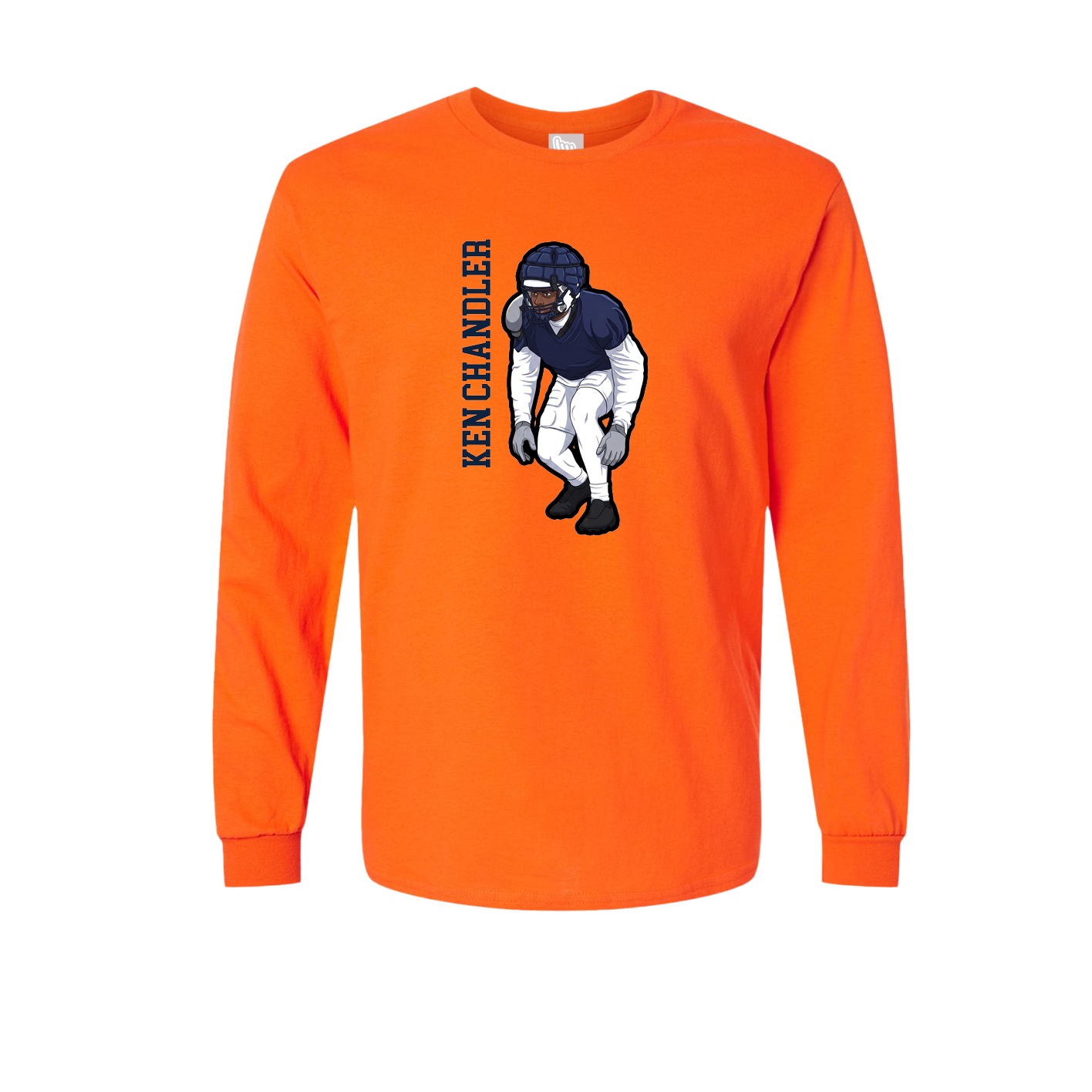 Long Sleeve Tee — Name Vertical in Orange