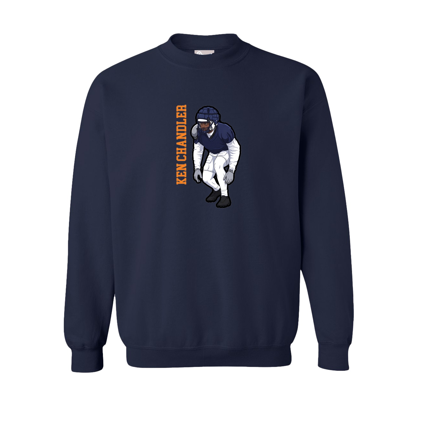 Fleece Crew — Name Vertical in Navy