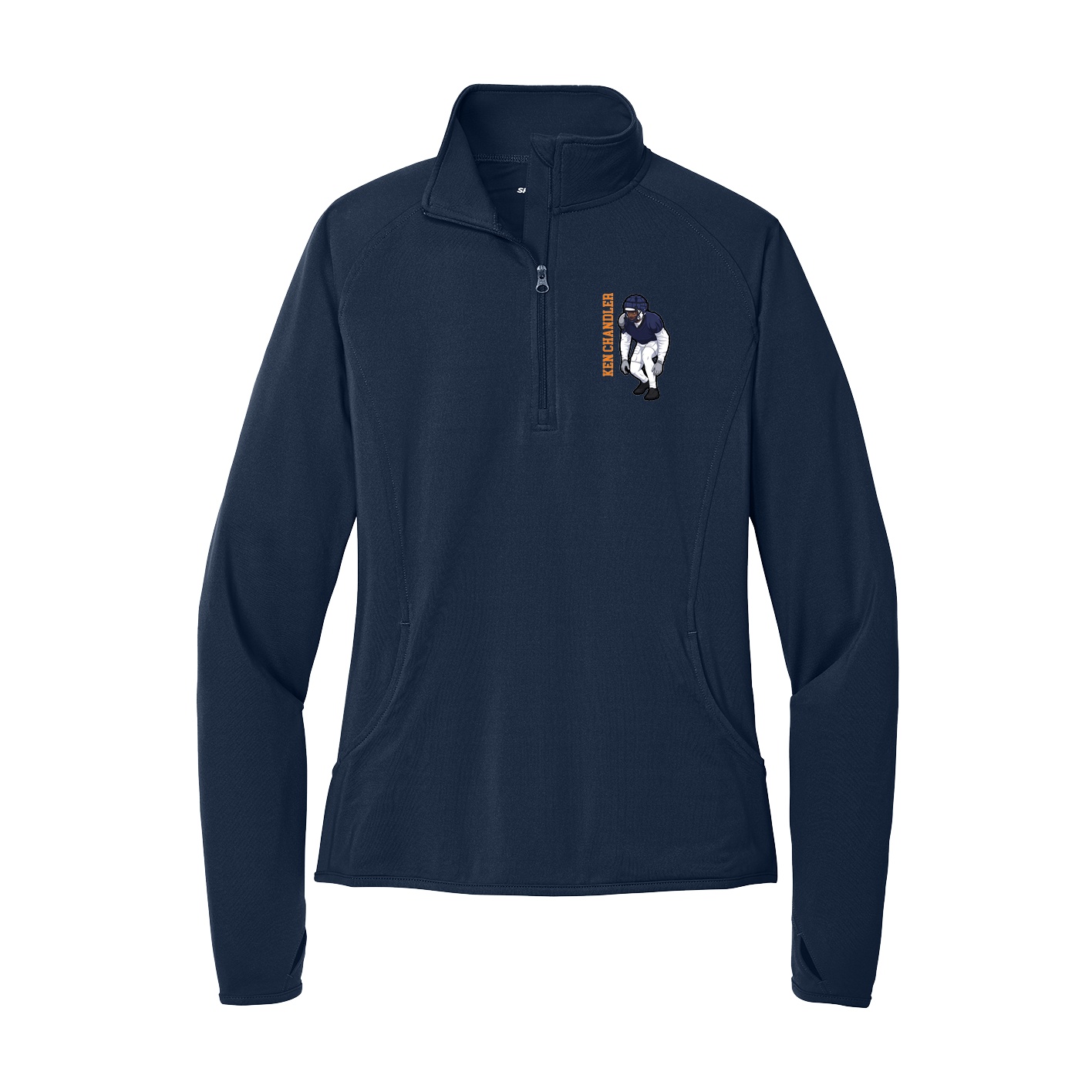 Women's Q-Zip Pullover — Name Vertical in Navy