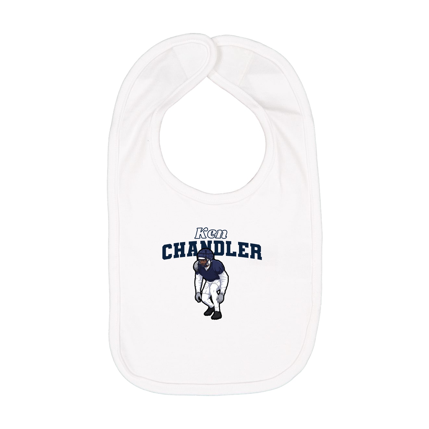 Infant Bib — Name Arch in White