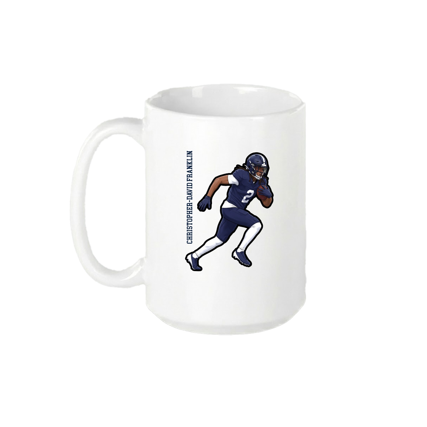 15oz Coffee Mug — Name Vertical in White