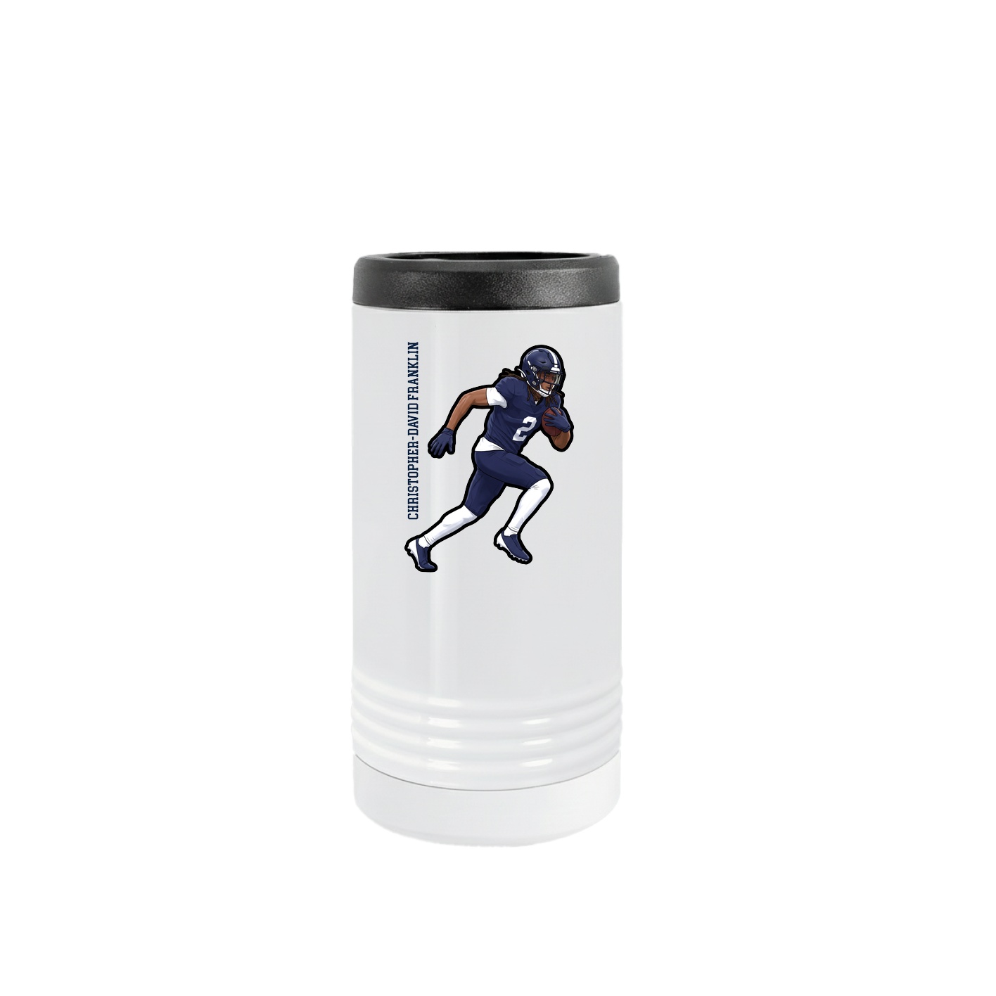 Slim Beverage Holder — Name Vertical in White