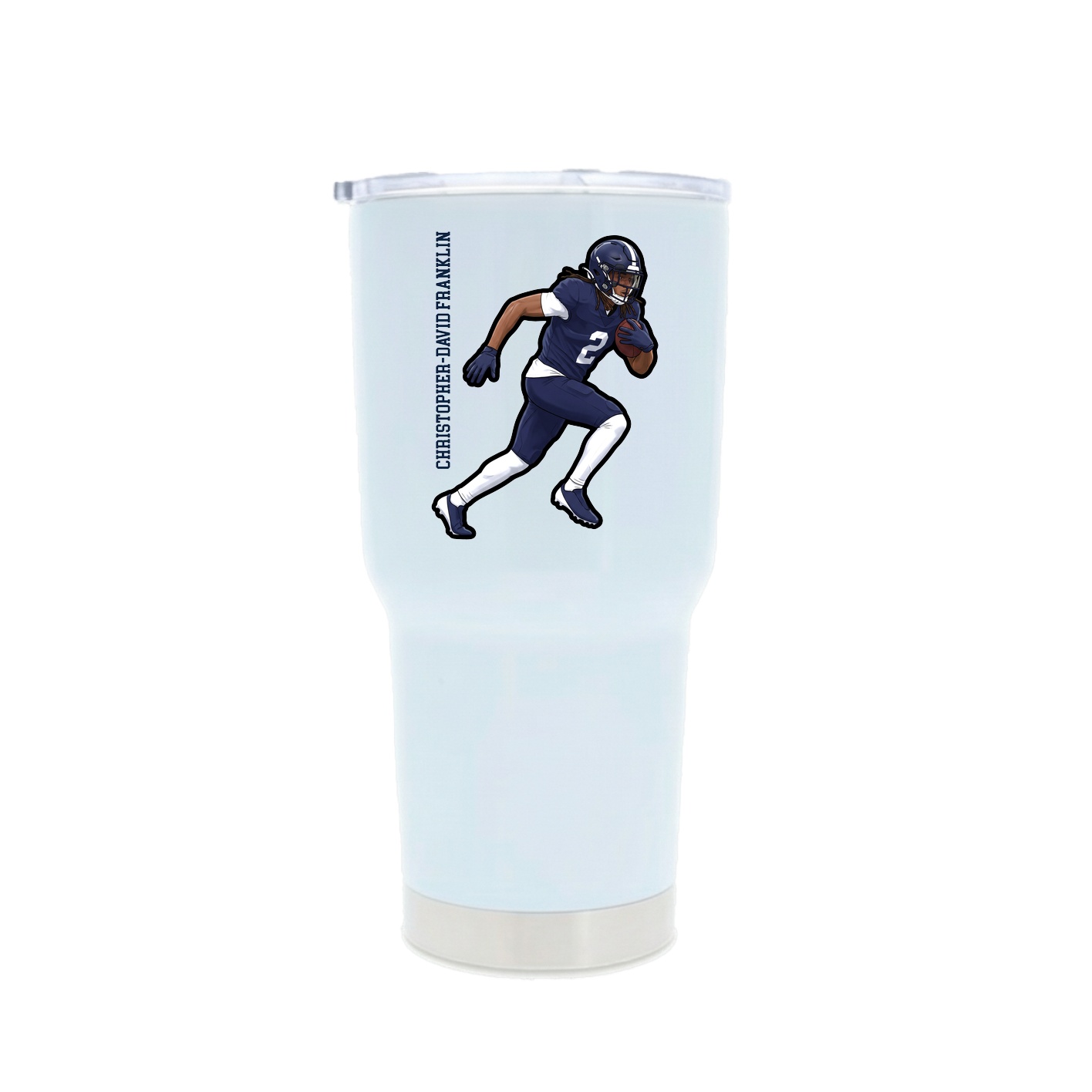 30oz Stainless Steel Tumbler — Name Vertical in White