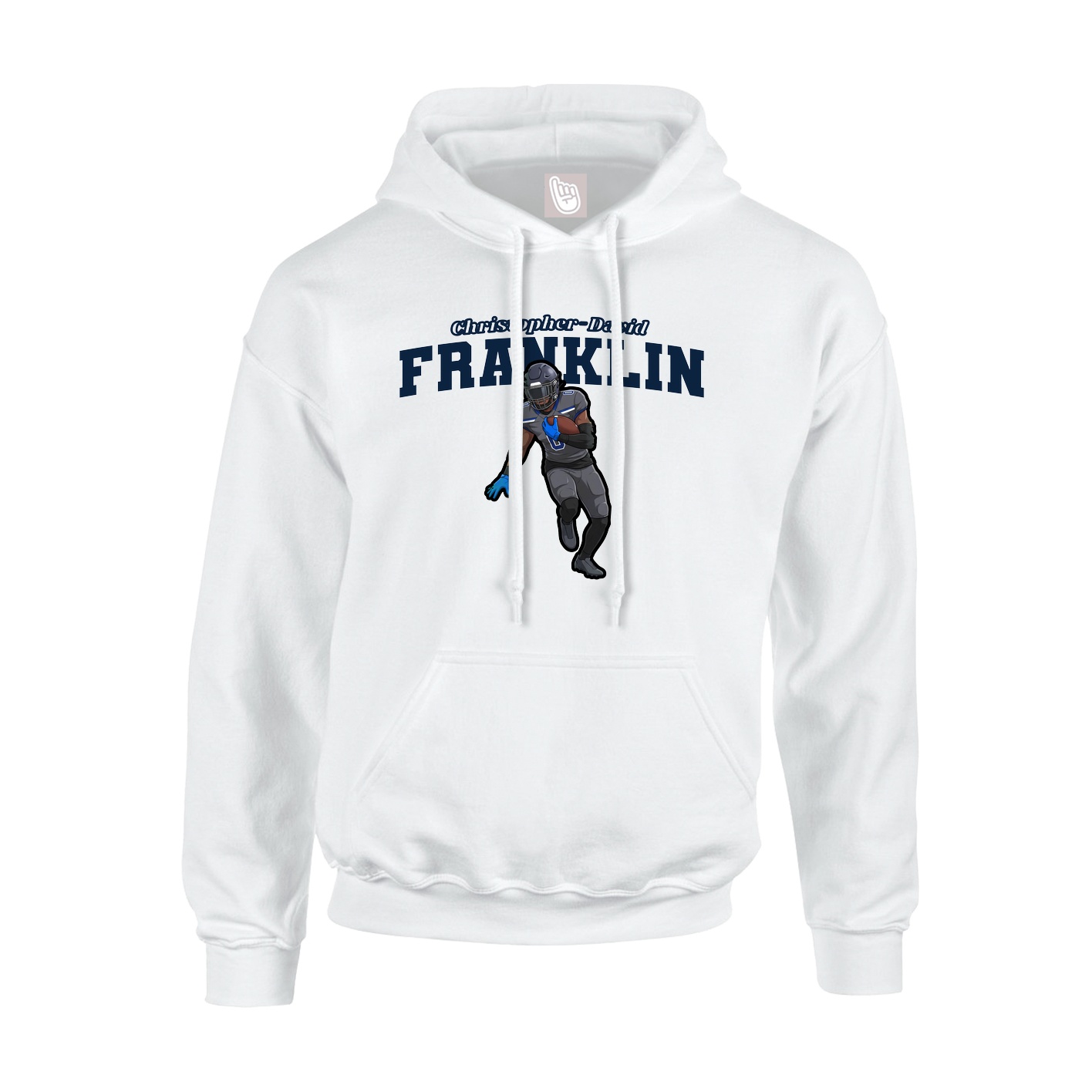 Youth Hoodie — Name Arch in White