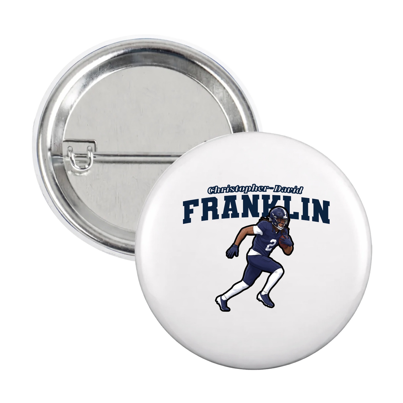 Game Day Button — Name Arch in White