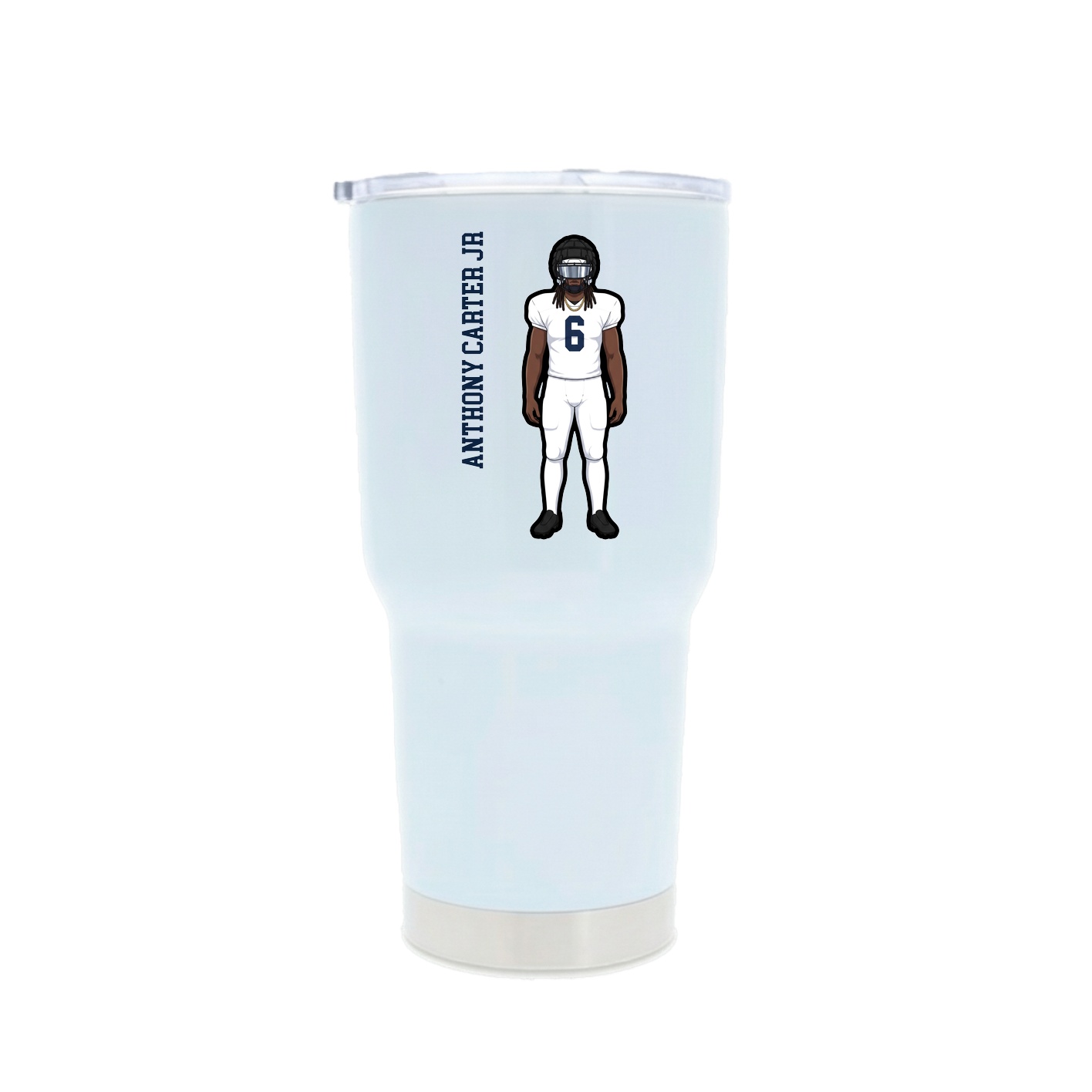 30oz Stainless Steel Tumbler — Name Vertical in White