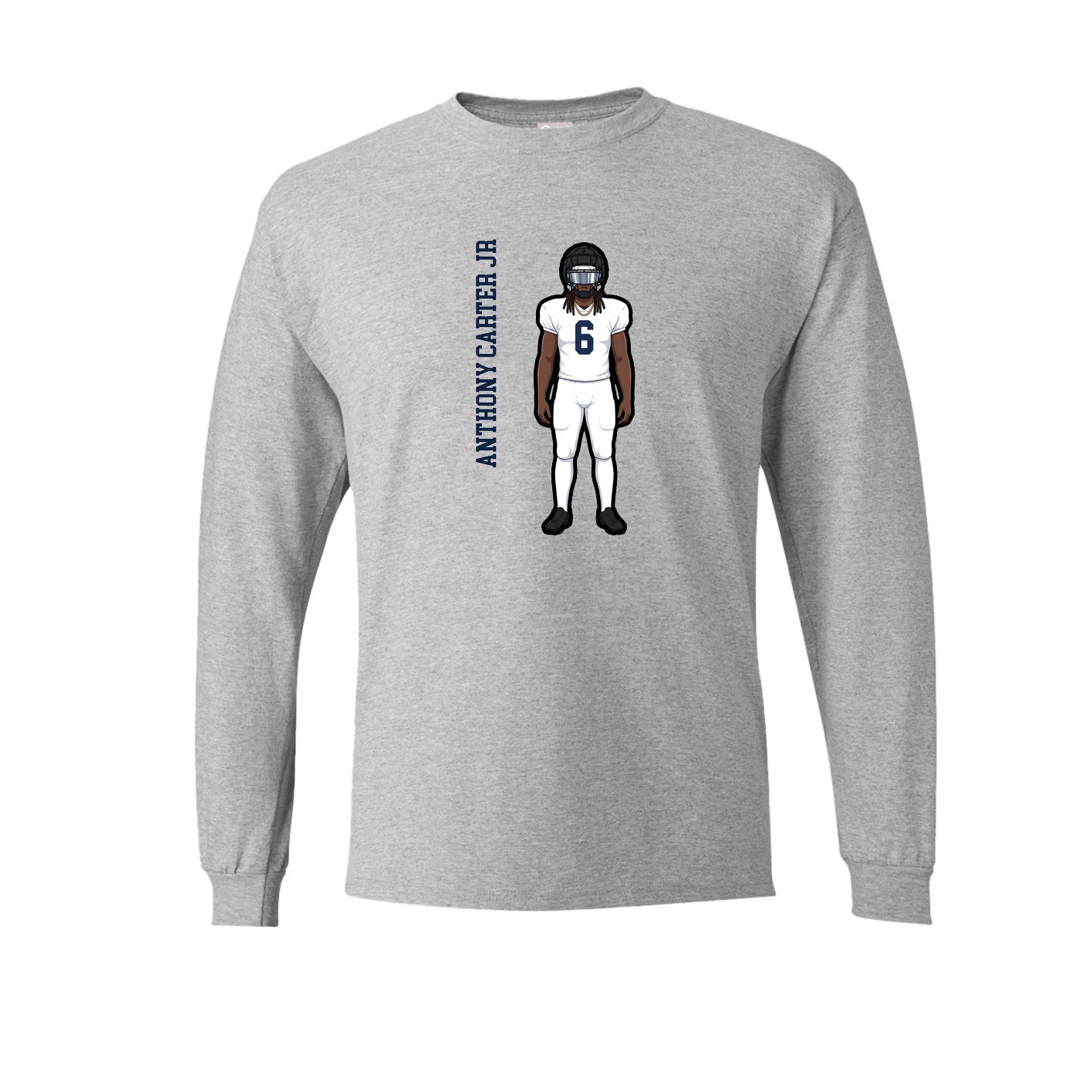 Long Sleeve Tee — Name Vertical in Grey
