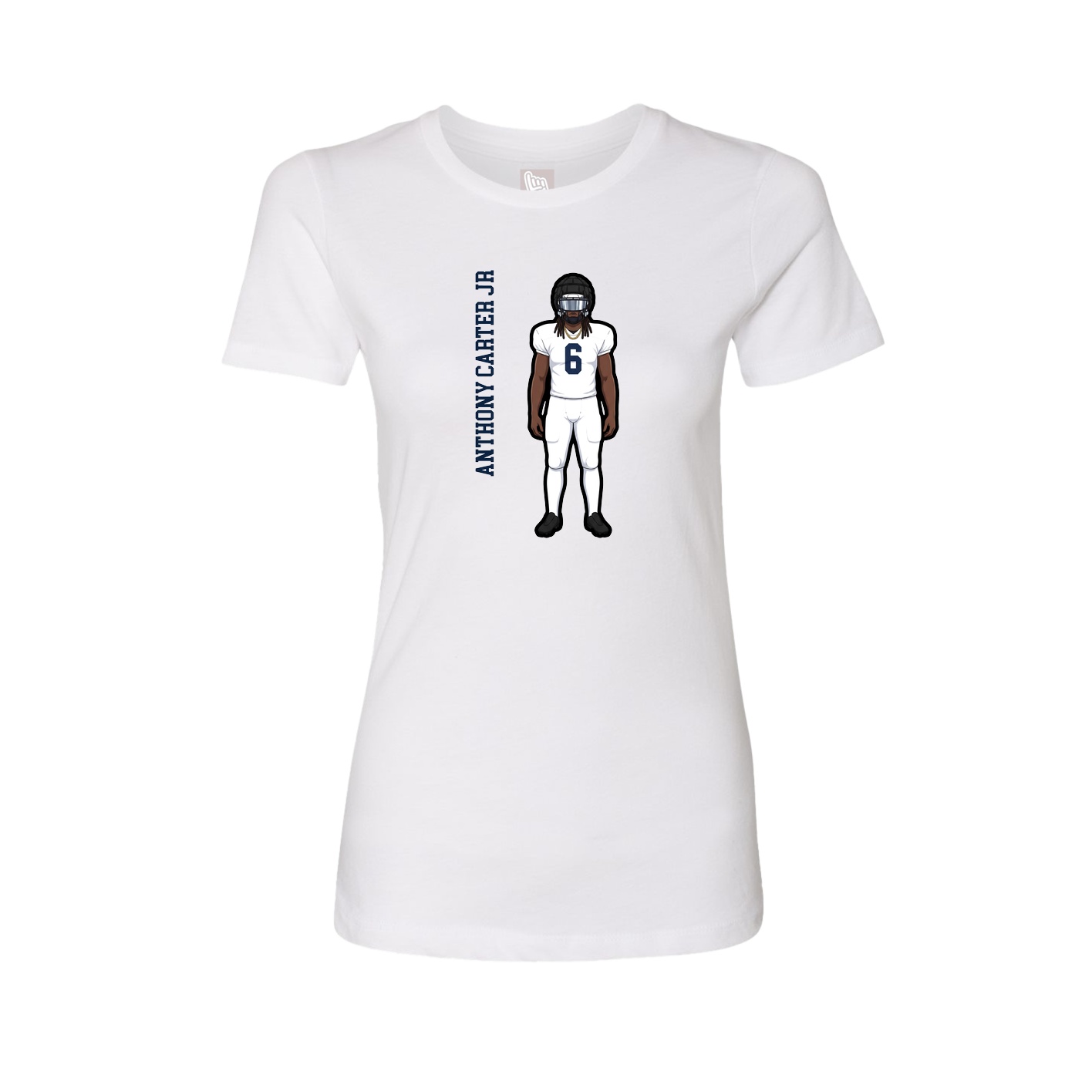 Fitted Women's Tee — Name Vertical in White