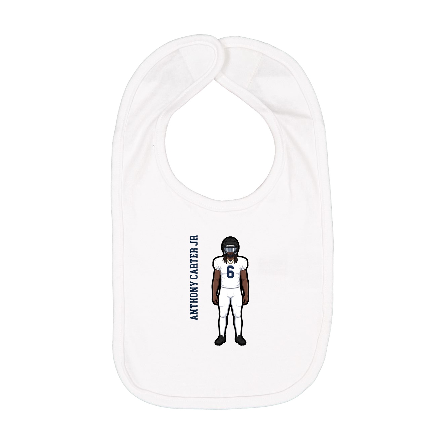 Infant Bib — Name Vertical in White