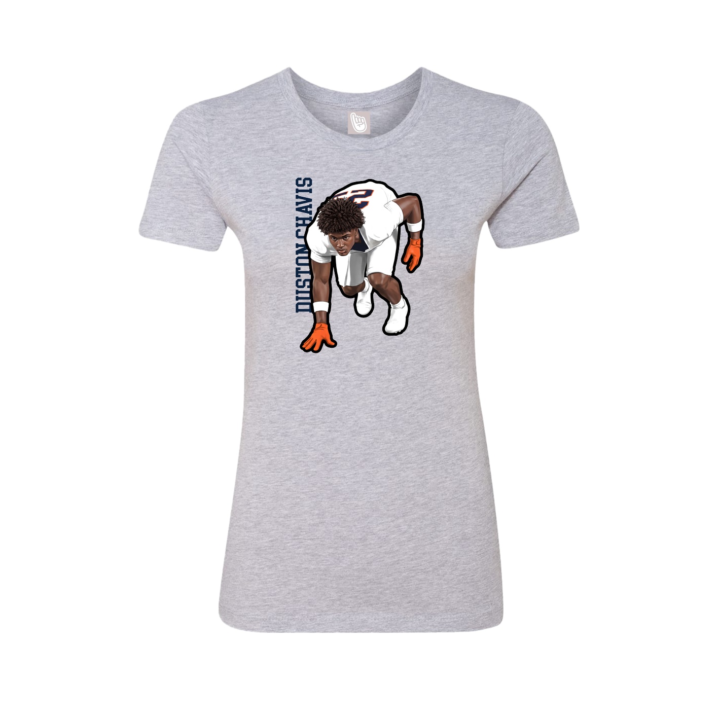 Fitted Women's Tee — Name Vertical in Grey