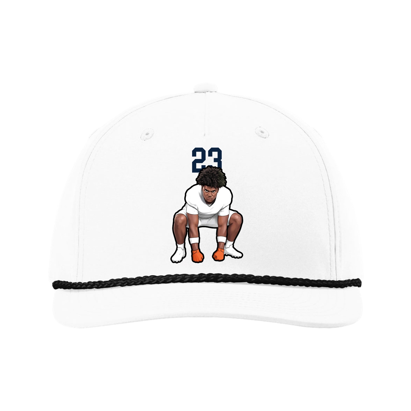 Five-Panel Classic Rope Cap — Number Top in White