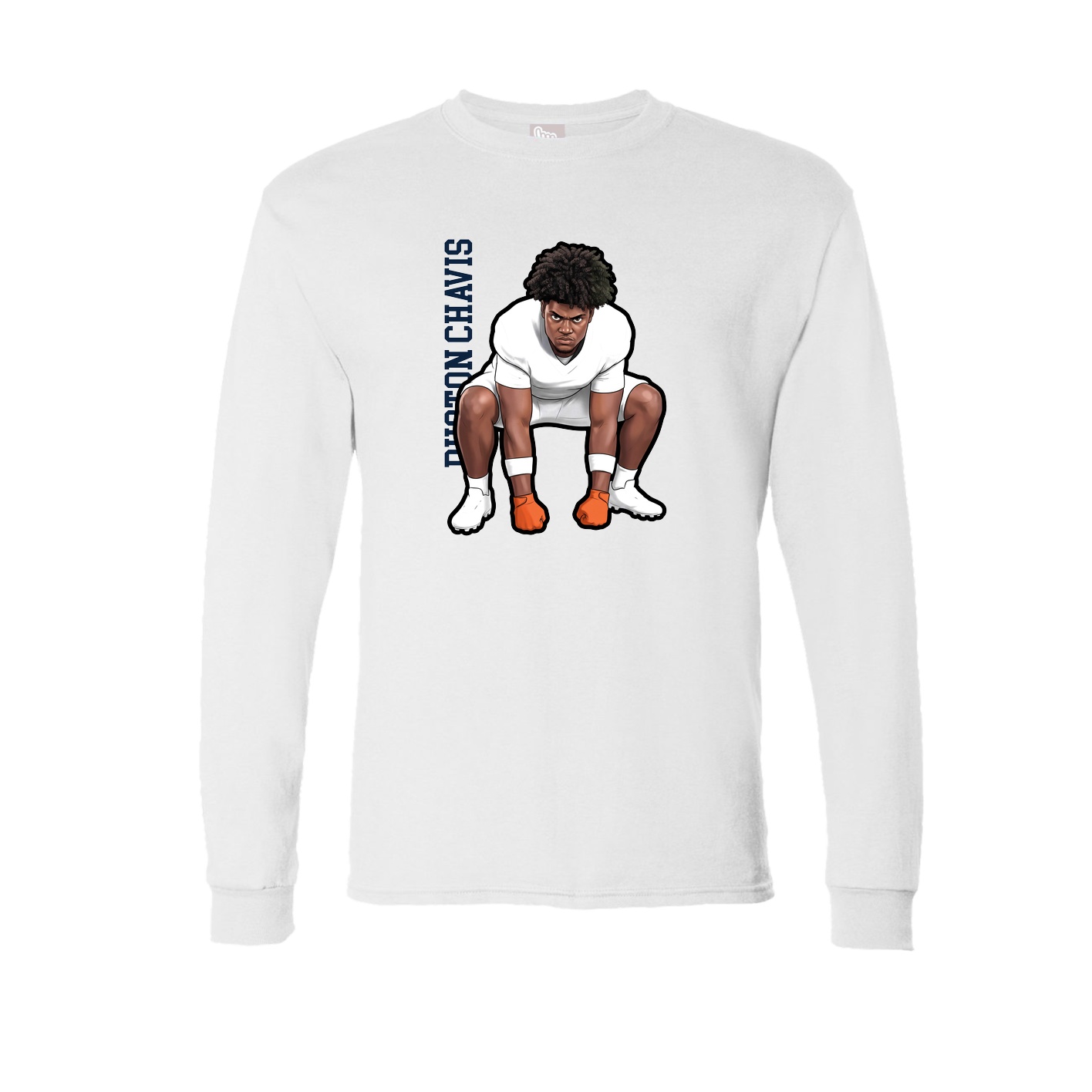 Long Sleeve Tee — Name Vertical in White