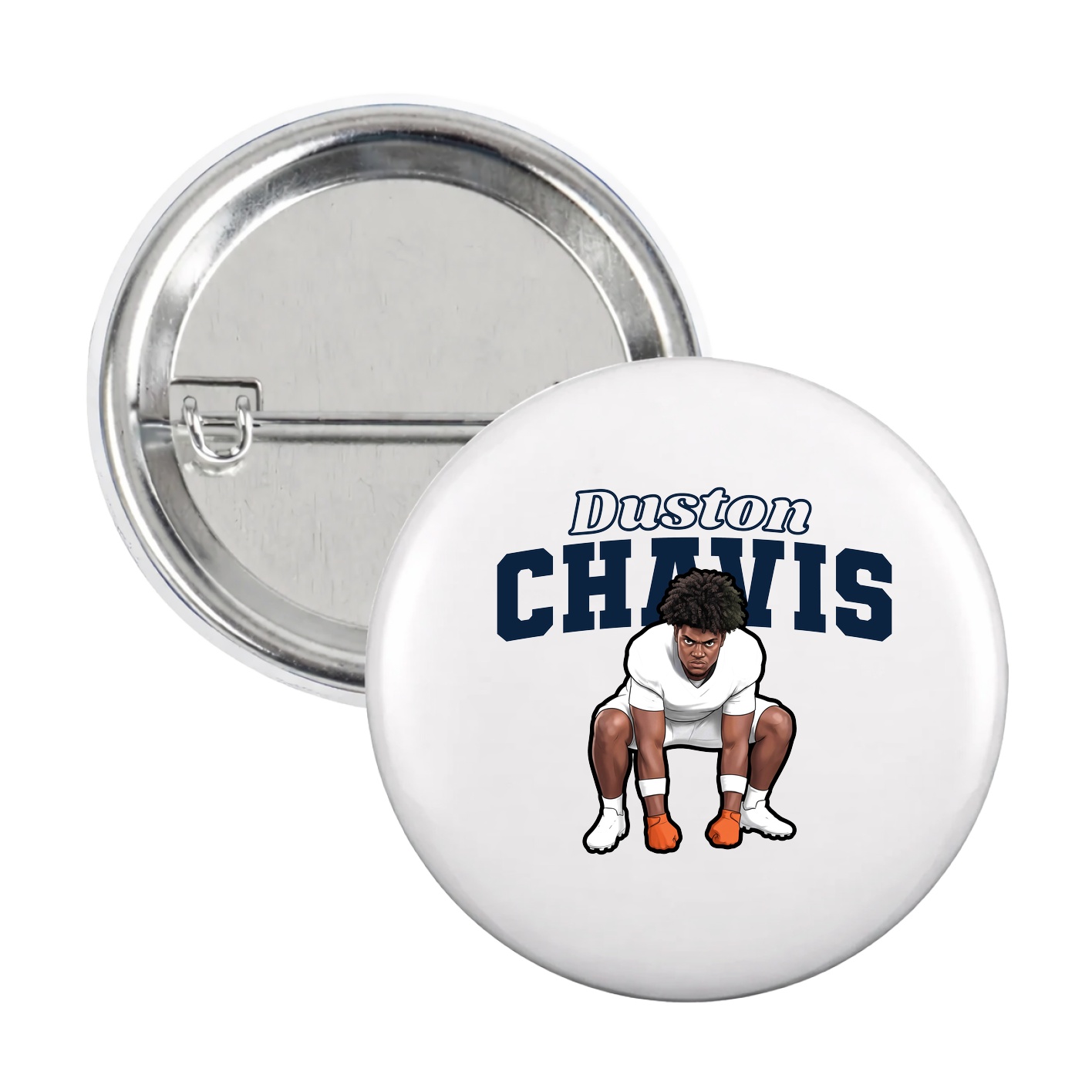 Game Day Button — Name Arch in White