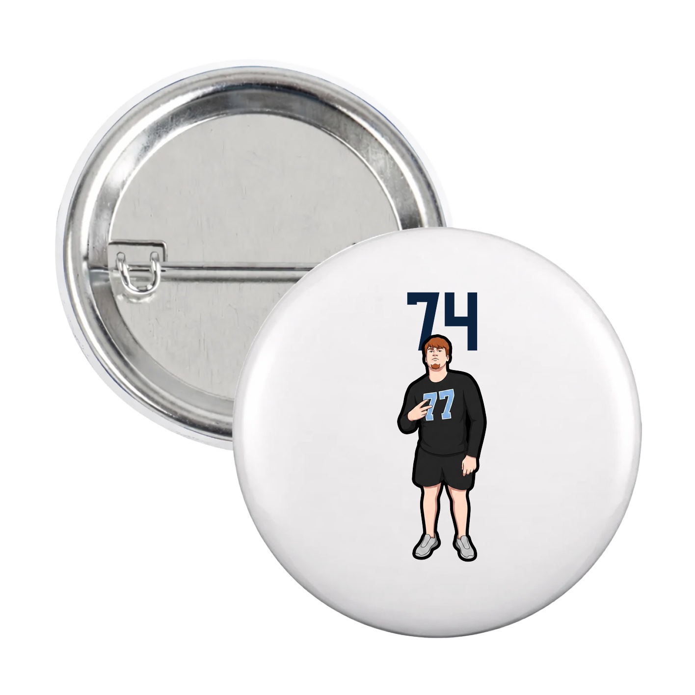 Game Day Button — Number Top in White