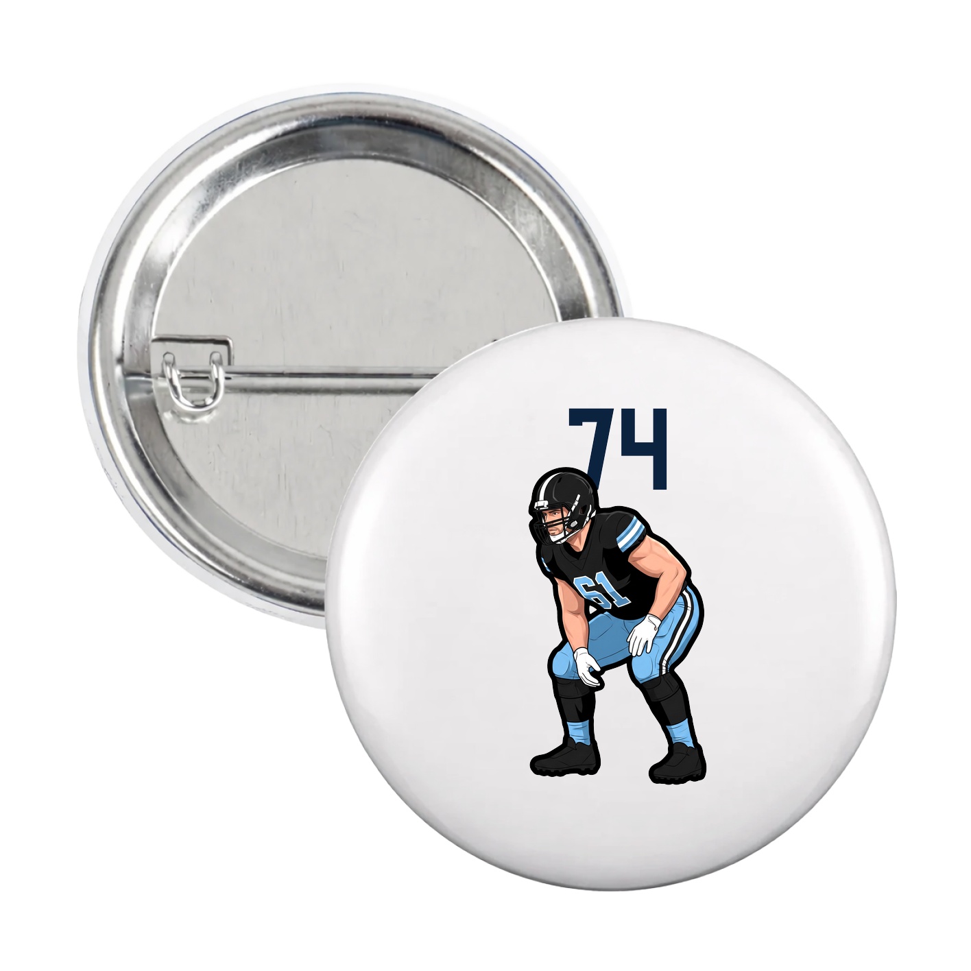 Game Day Button — Number Top in White