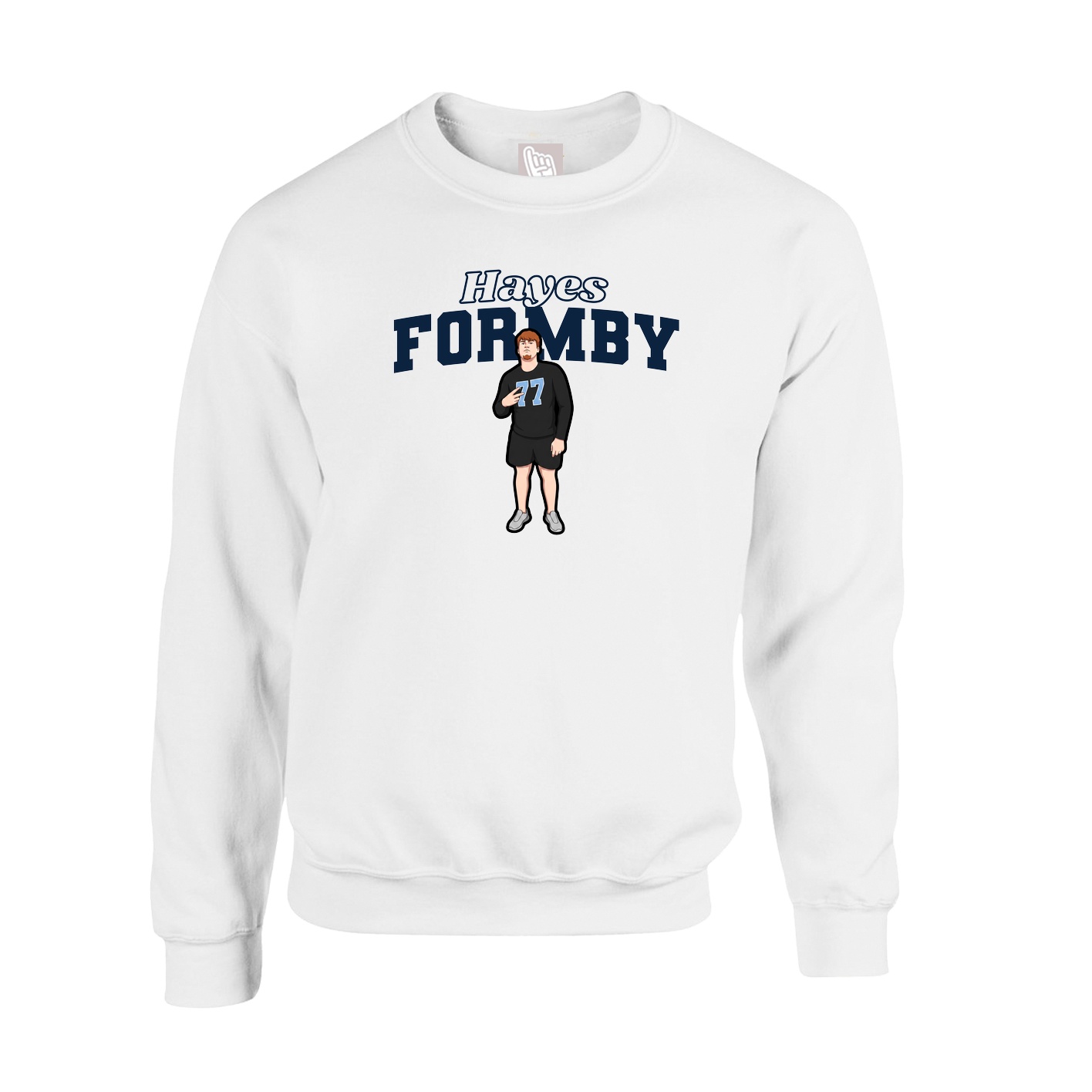 Fleece Crew — Name Arch in White