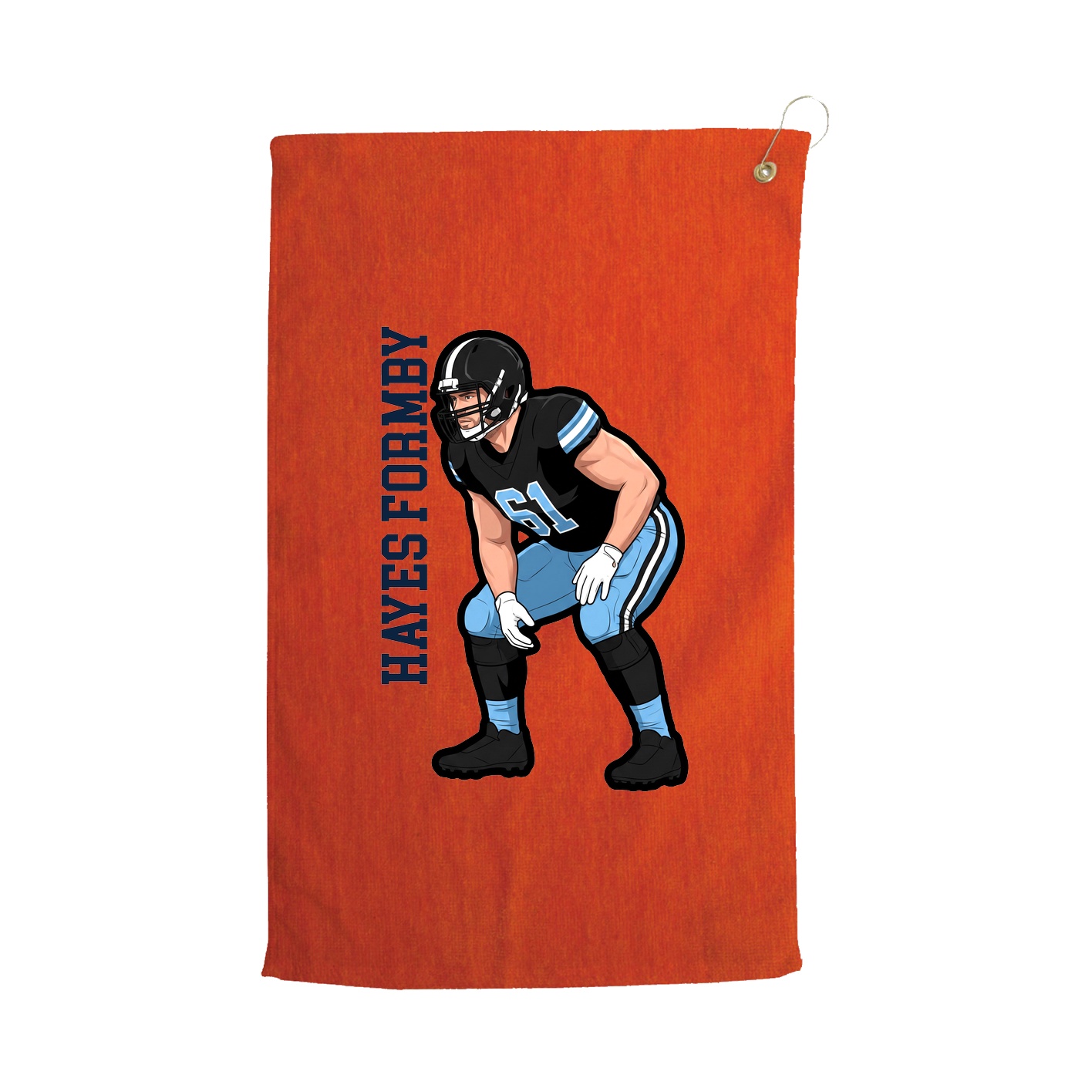Golf Towel — Name Vertical in Orange