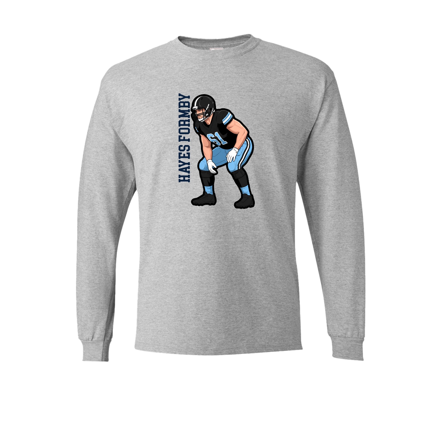 Long Sleeve Tee — Name Vertical in Grey