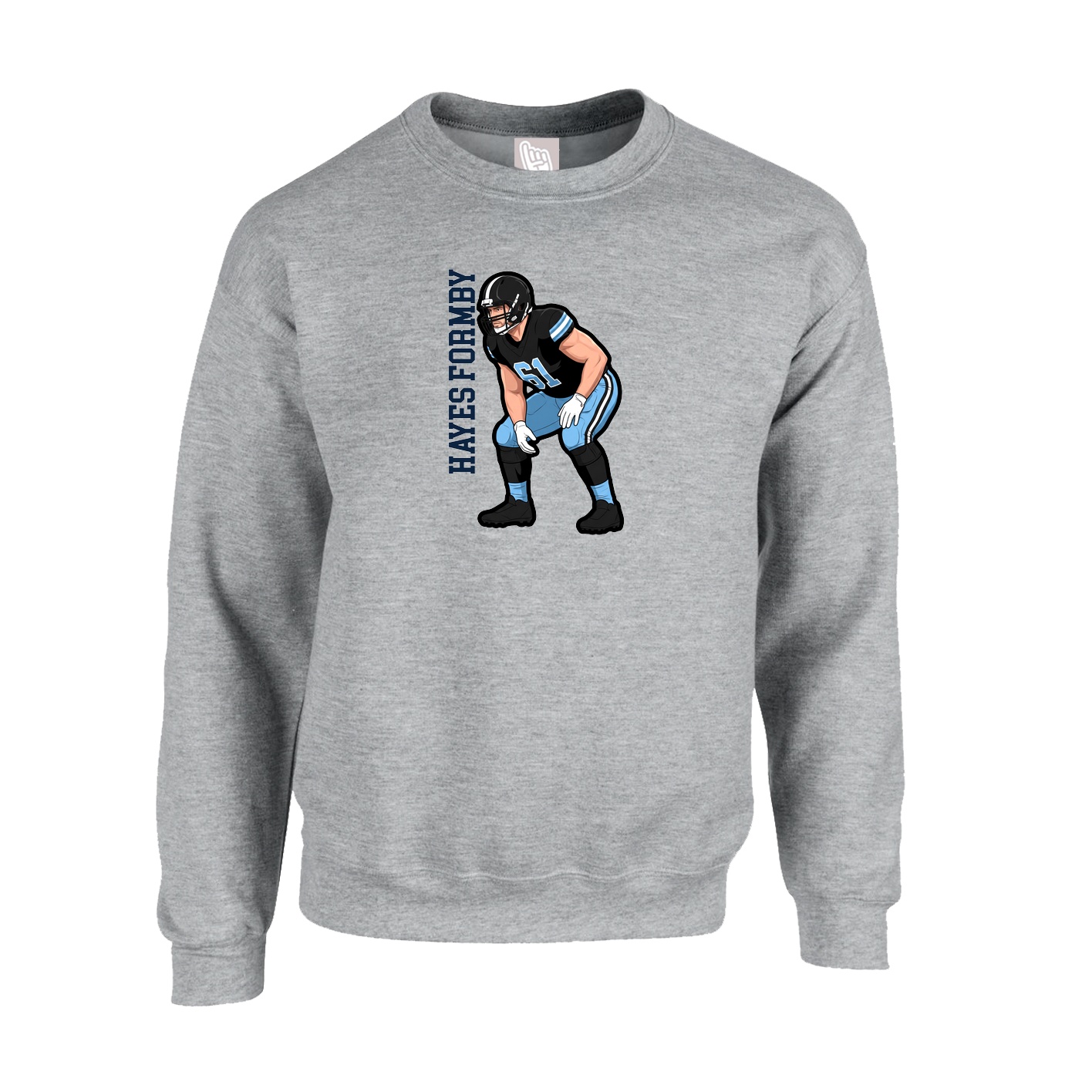 Fleece Crew — Name Vertical in Grey