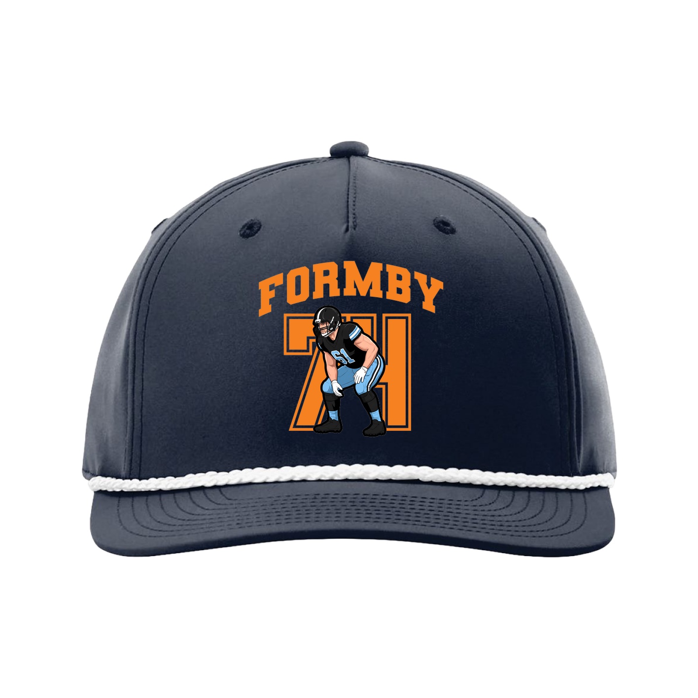 Five-Panel Classic Rope Cap — Number in Navy