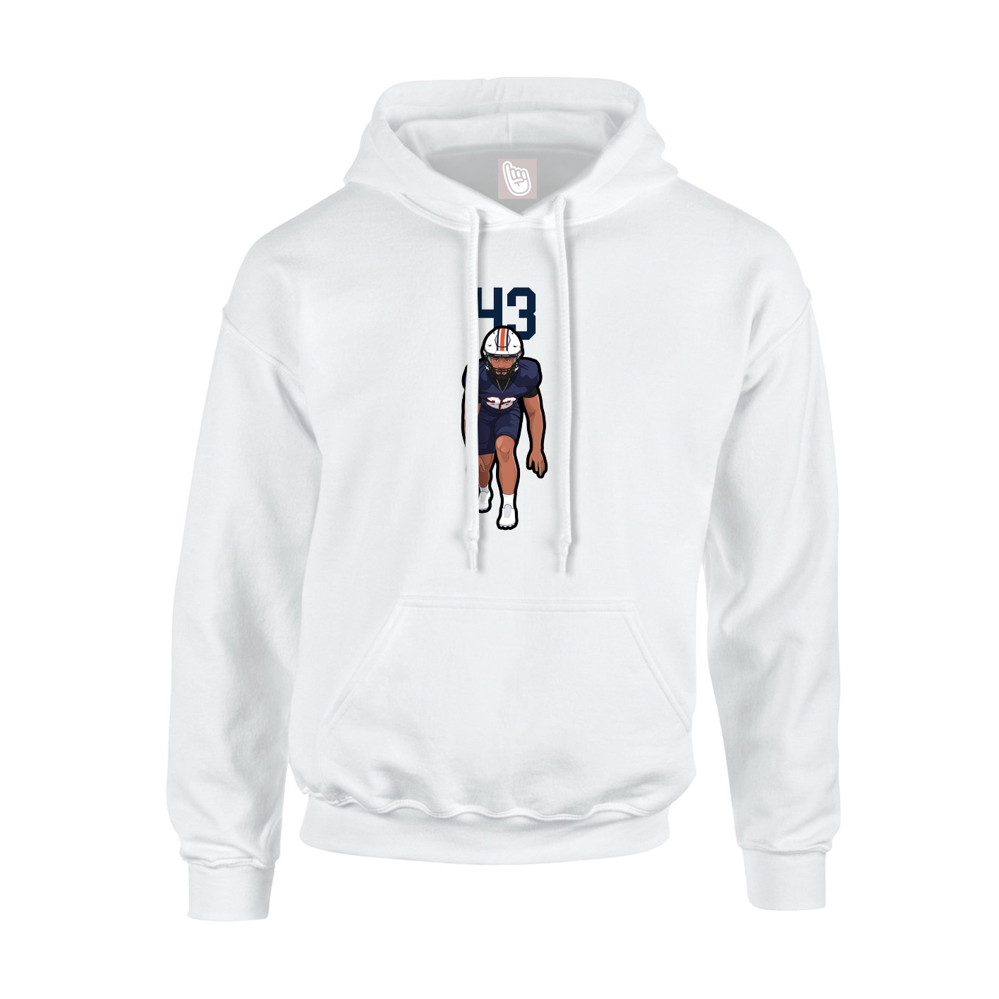 Youth Hoodie — Number Top in White
