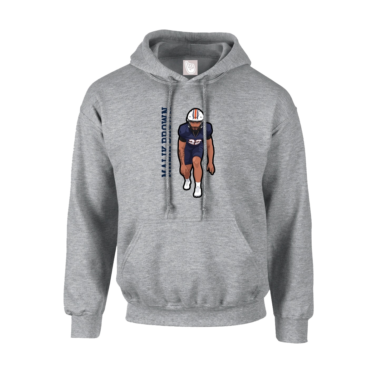 Hoodie — Name Vertical in Grey