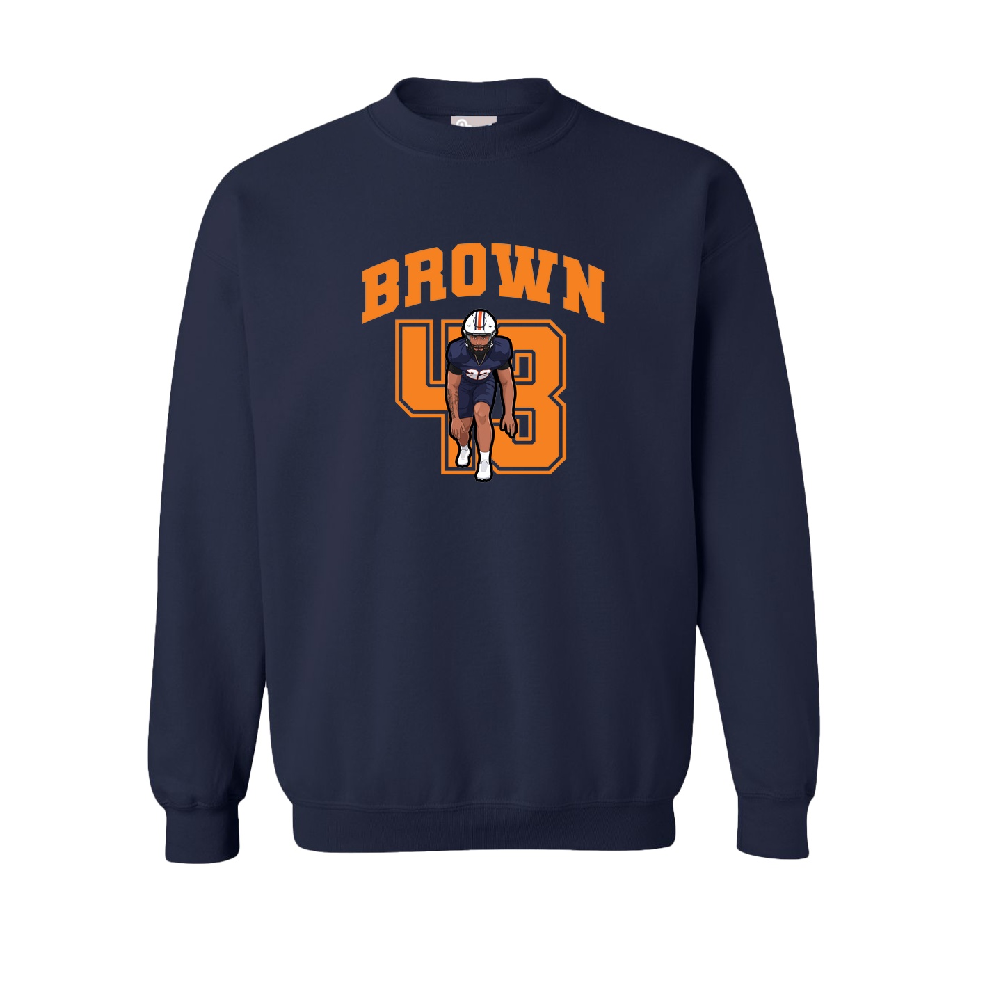Fleece Crew — Number in Navy