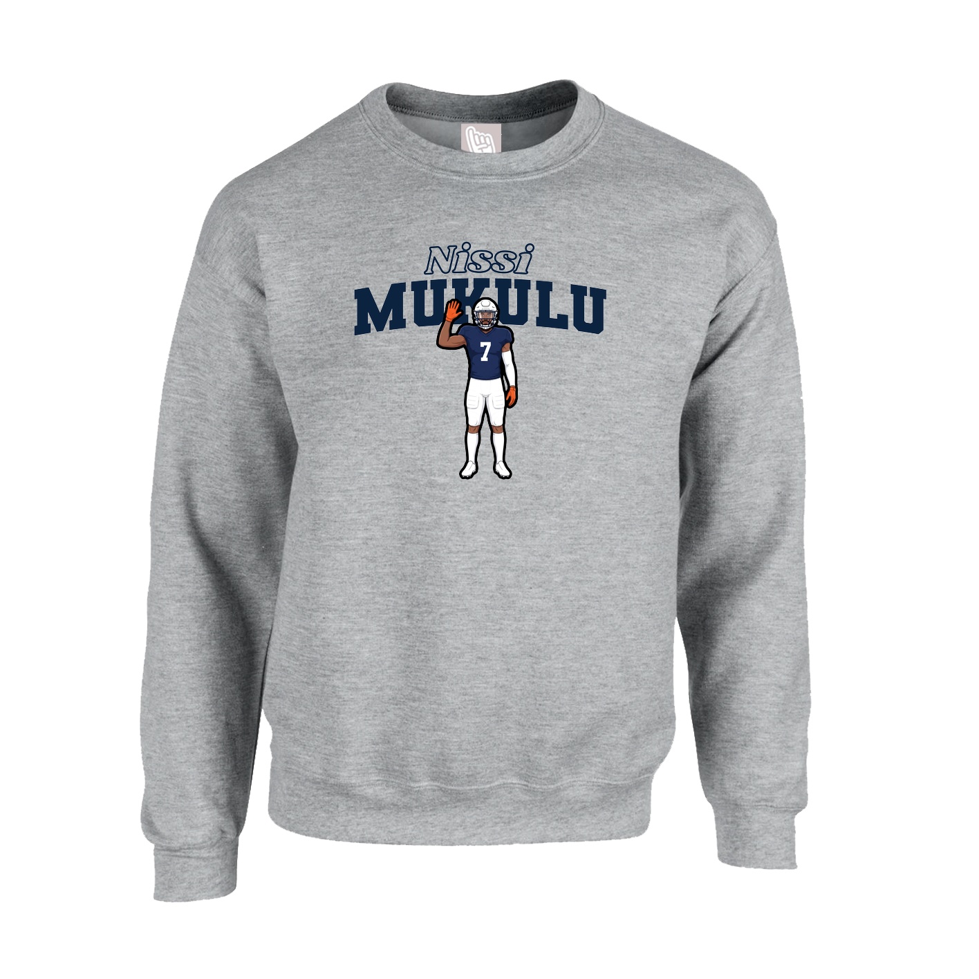 Fleece Crew — Name Arch in Grey