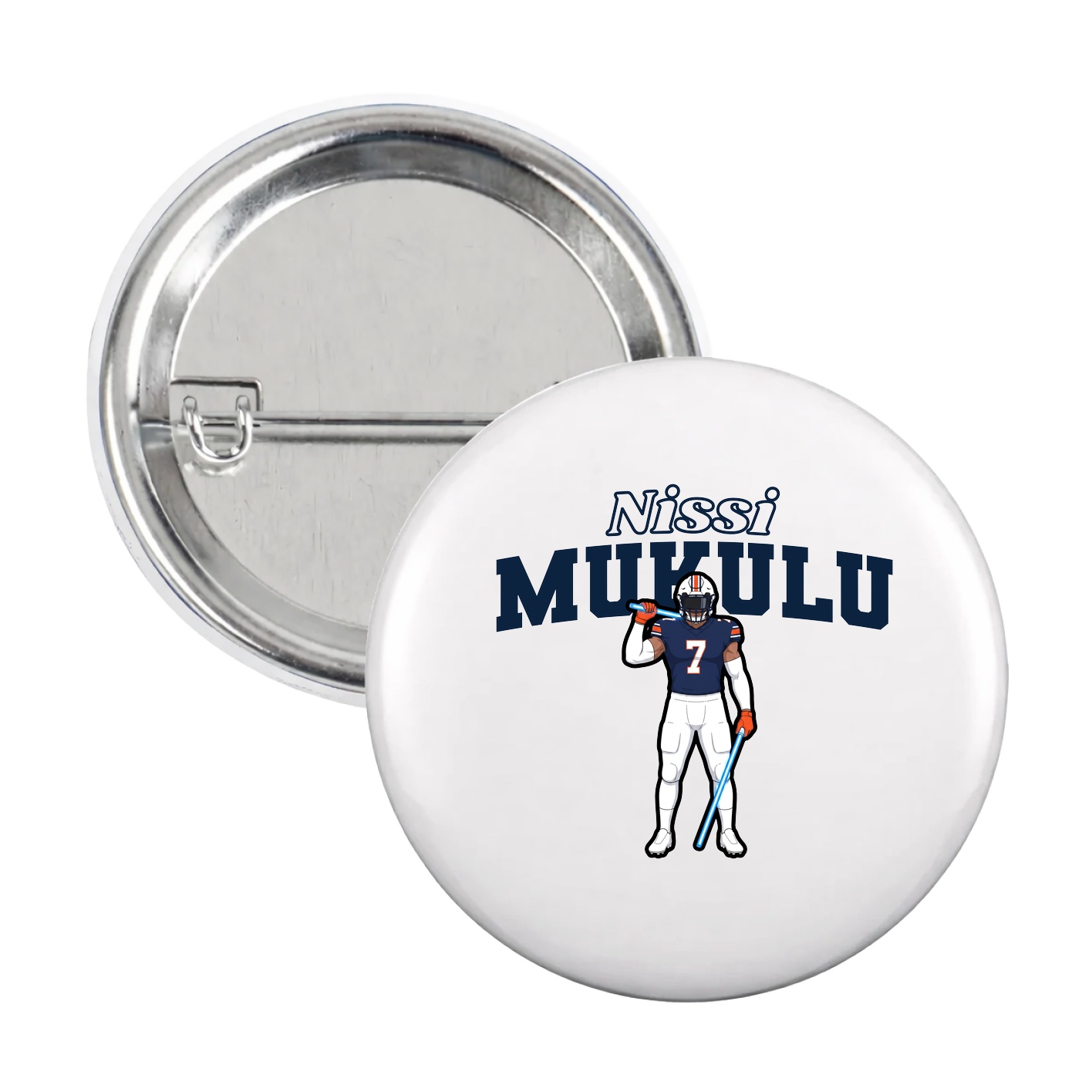 Game Day Button — Name Arch in White