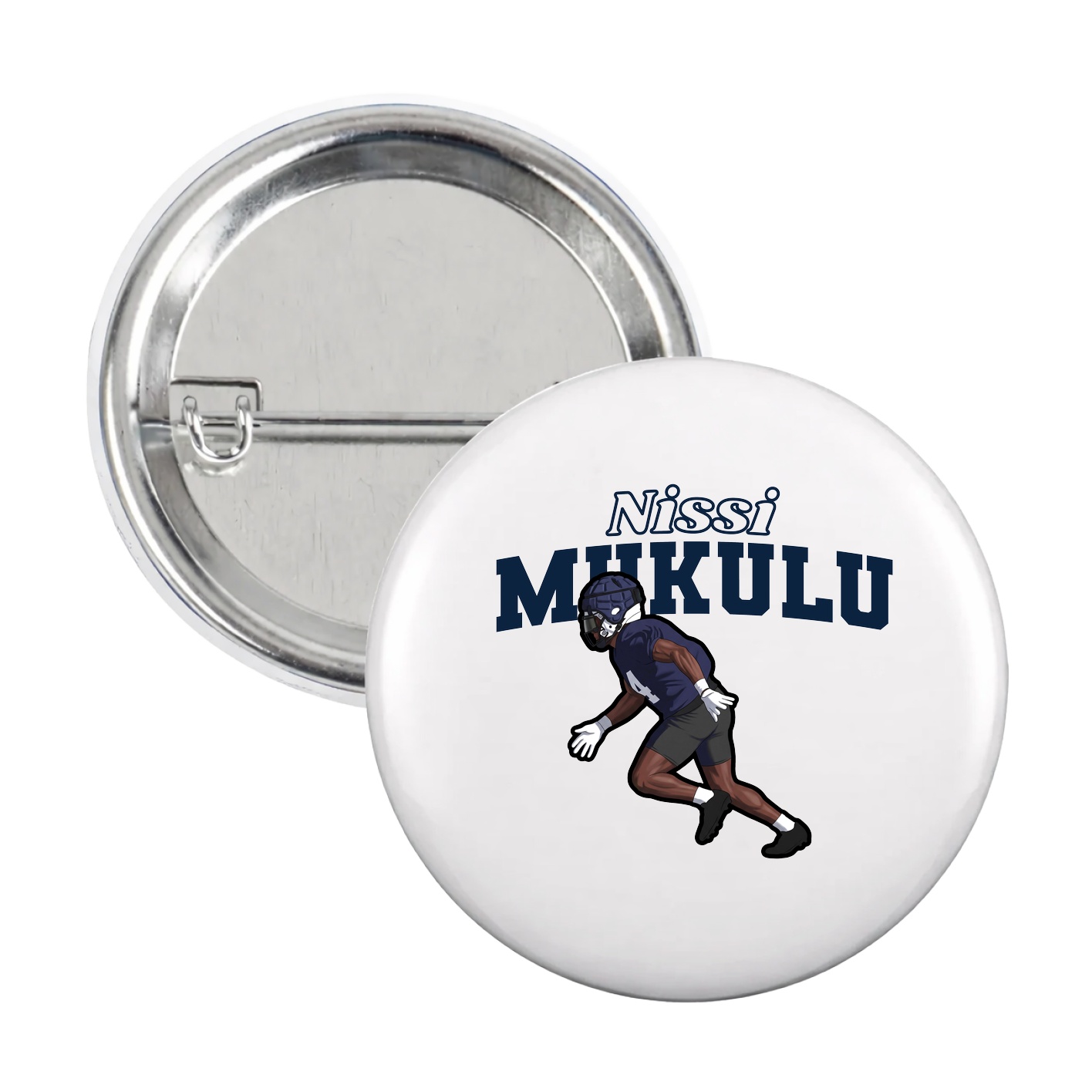 Game Day Button — Name Arch in White
