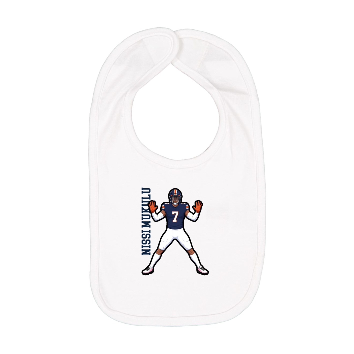 Infant Bib — Name Vertical in White