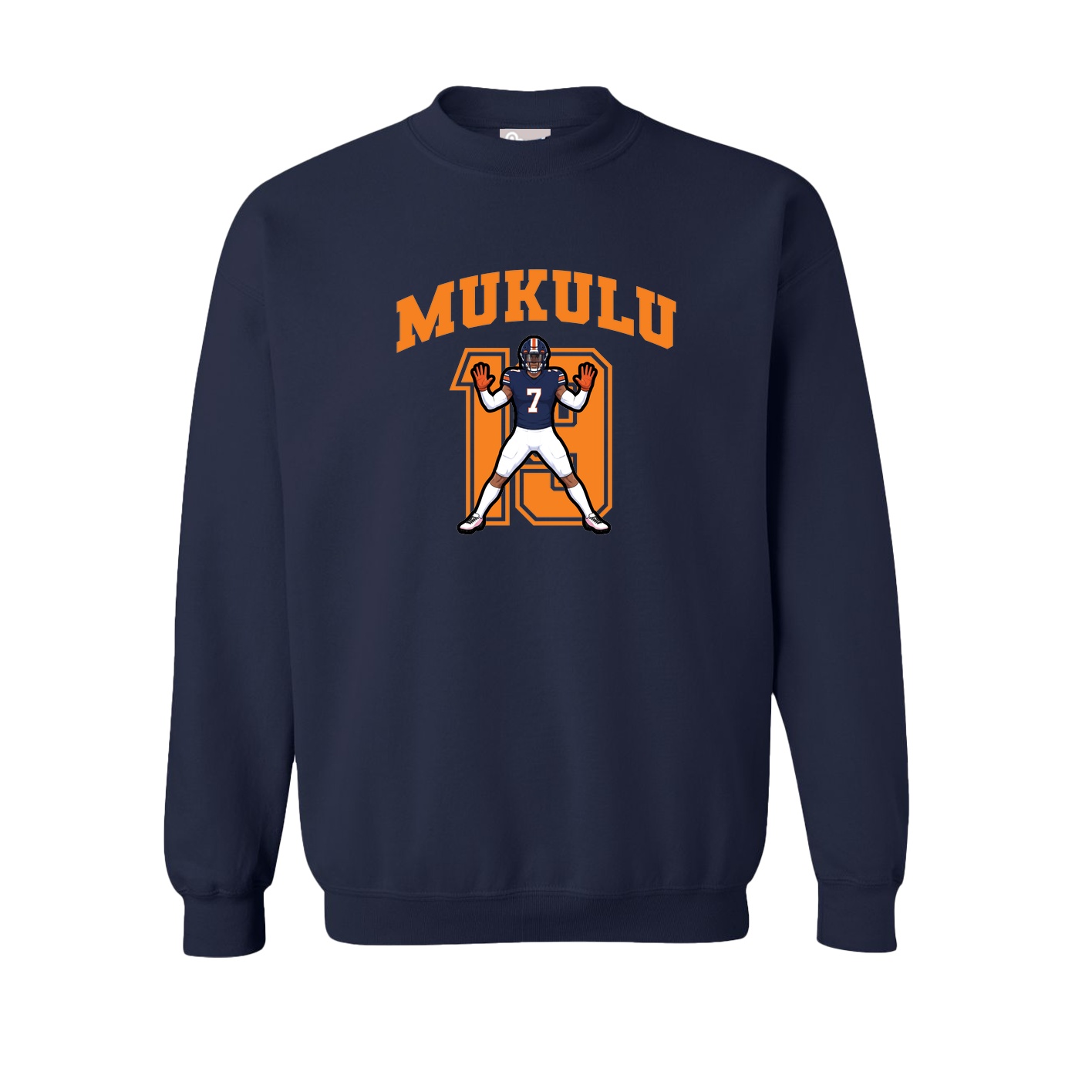 Fleece Crew — Number in Navy