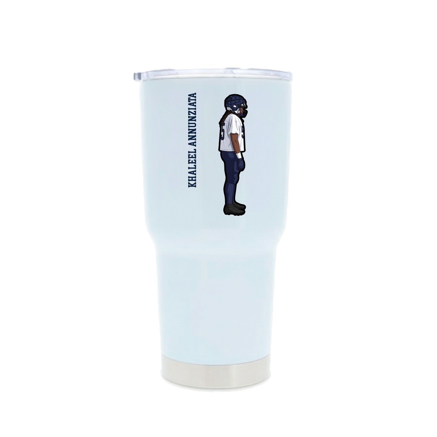 30oz Stainless Steel Tumbler — Name Vertical in White