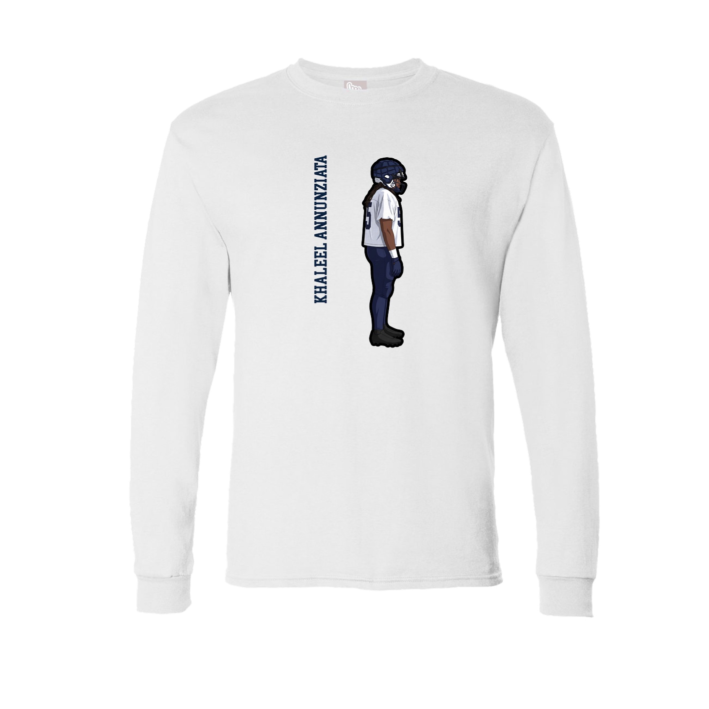 Long Sleeve Tee — Name Vertical in White