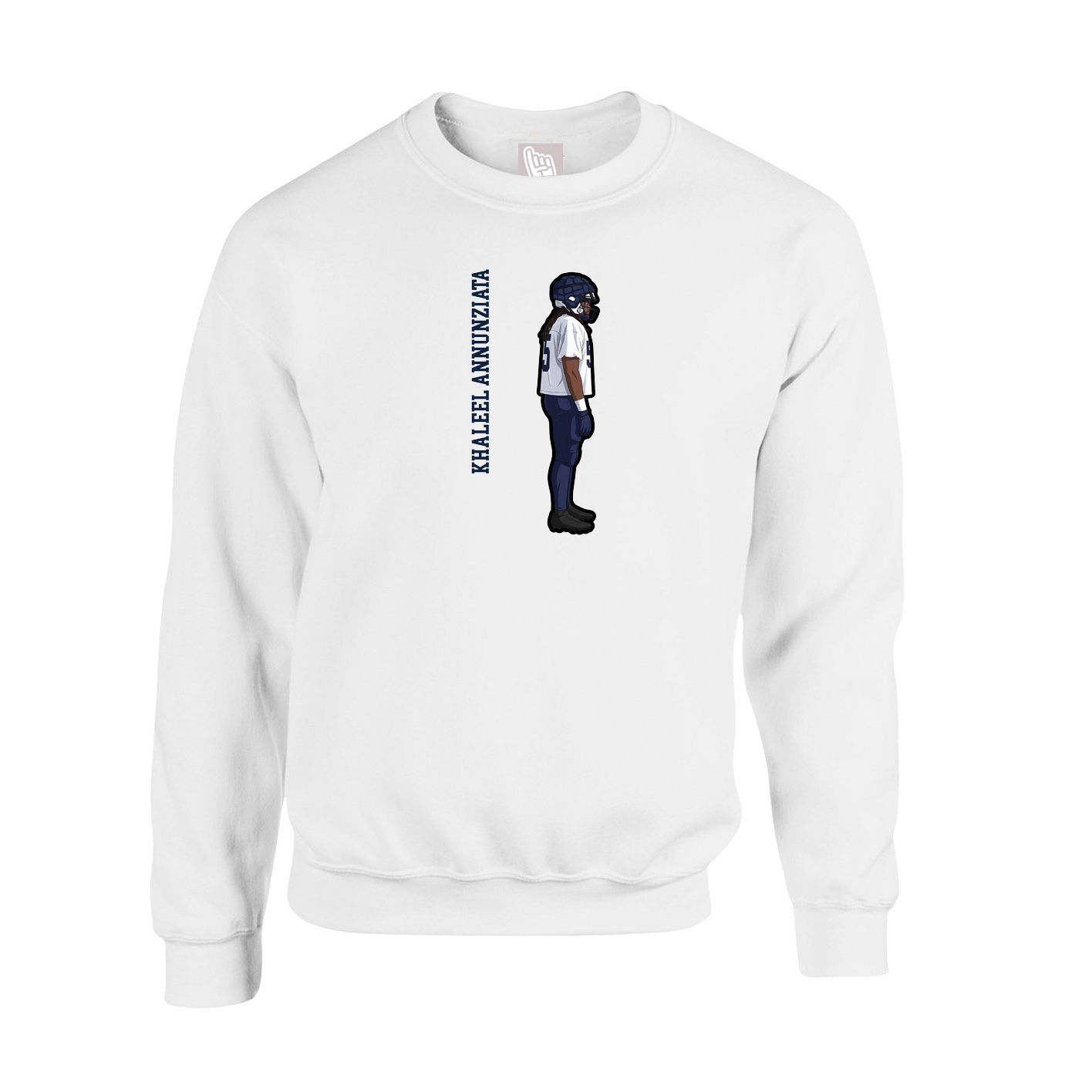 Fleece Crew — Name Vertical in White