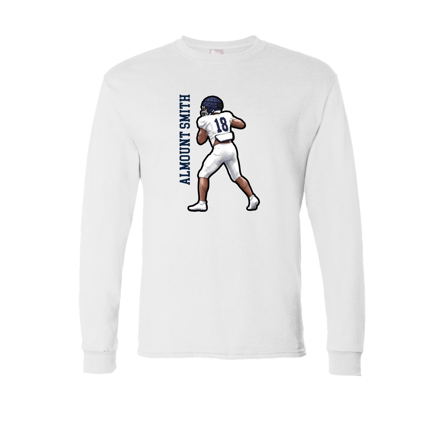 Long Sleeve Tee — Name Vertical in White
