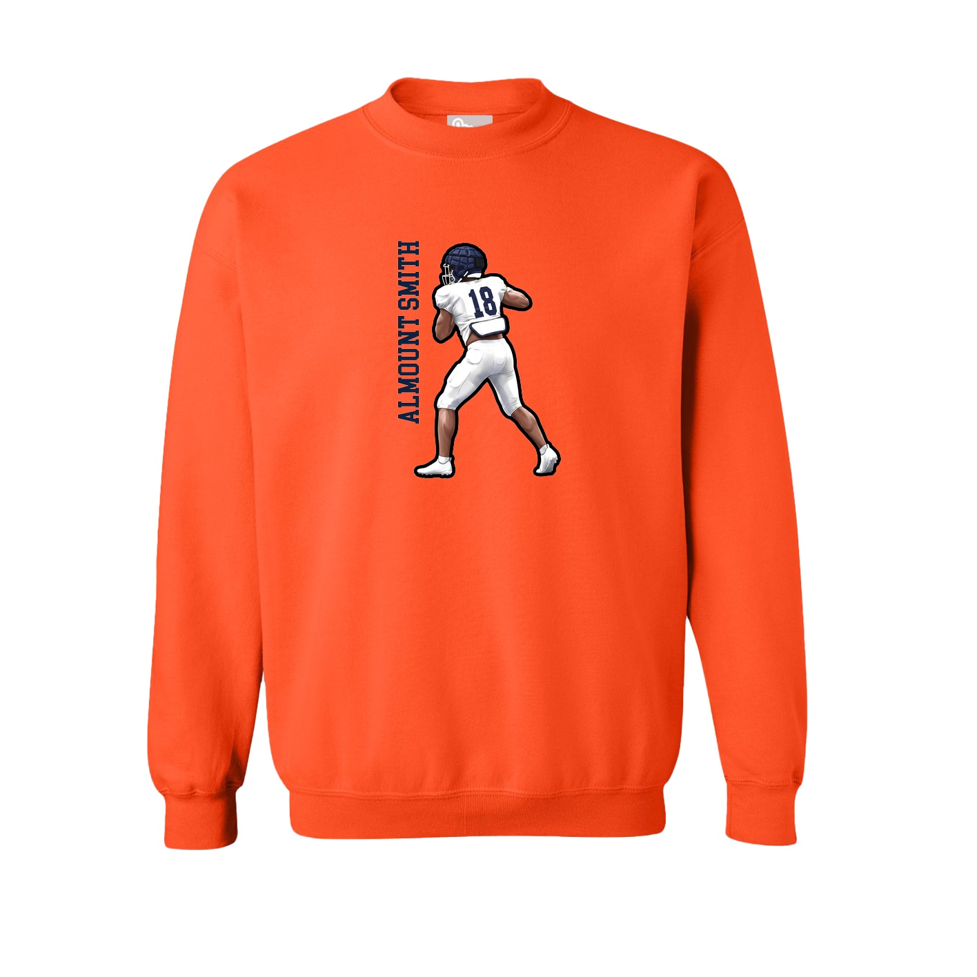 Fleece Crew — Name Vertical in Orange