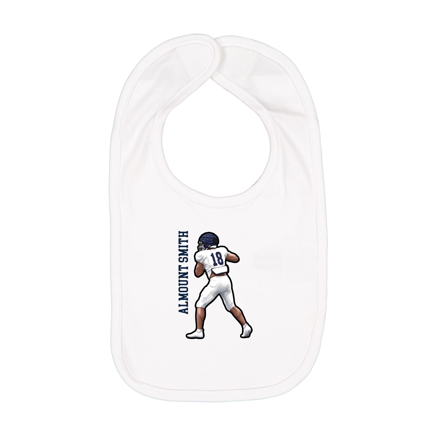 Infant Bib — Name Vertical in White