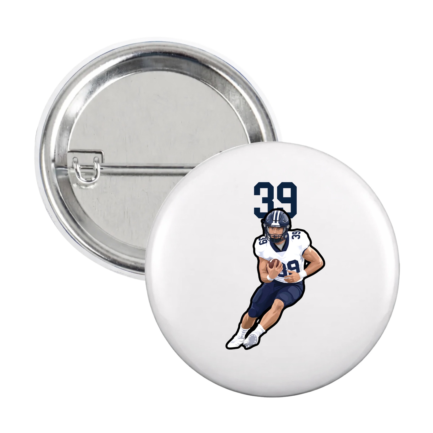 Game Day Button — Number Top in White