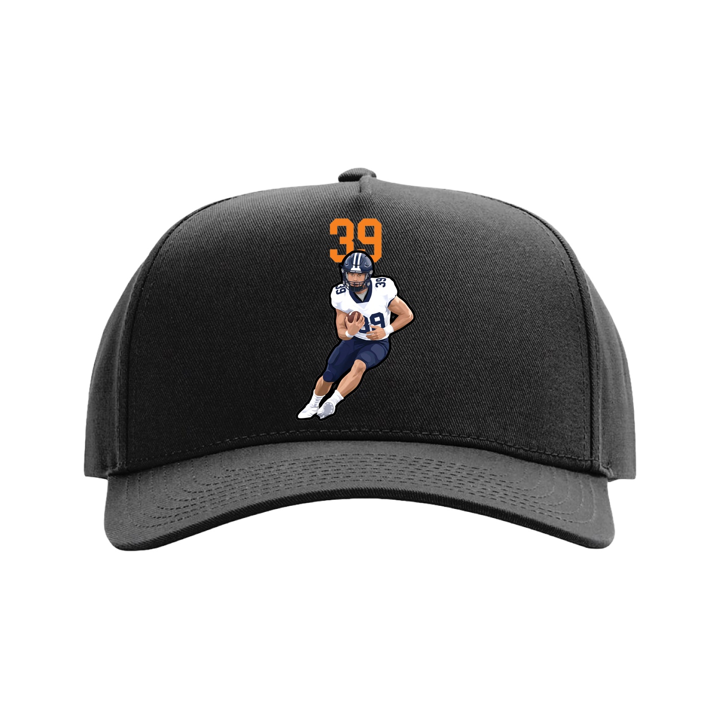 Full Fabric Five-Panel Champ Cap — Number Top in Black