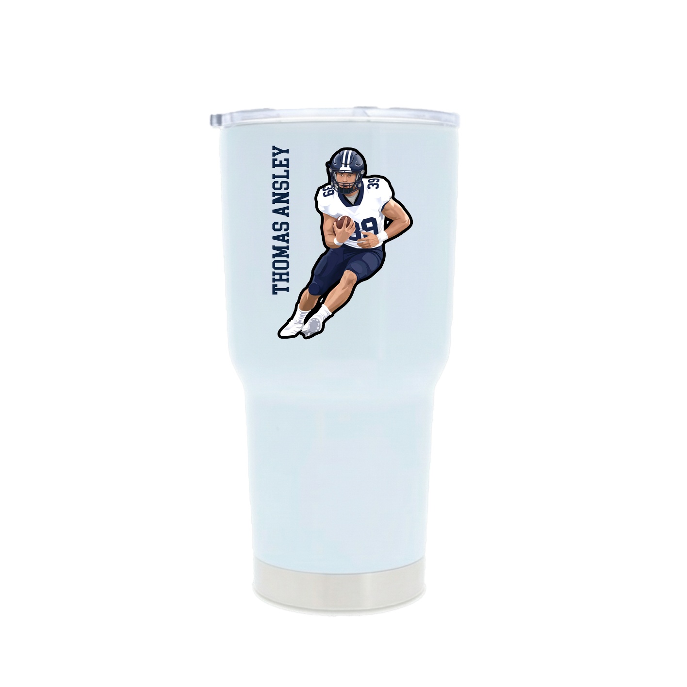 30oz Stainless Steel Tumbler — Name Vertical in White
